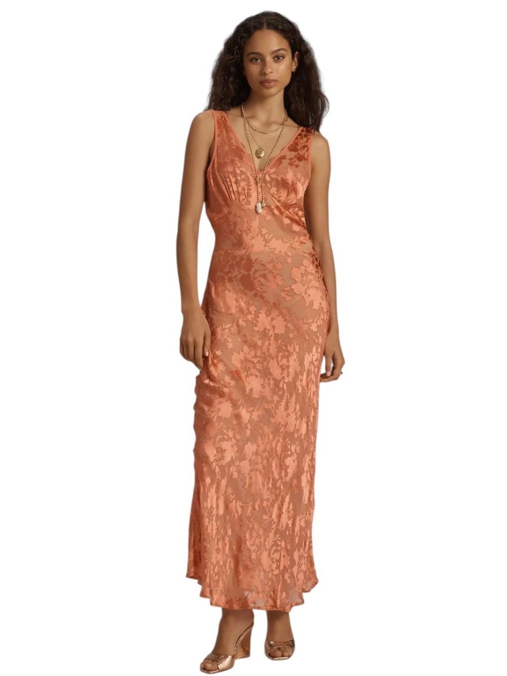 Rolla's Anthropologie Eliza Peach Sheer Midi/Maxi Dress